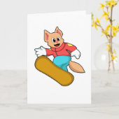 Carte Chat au Sports de Snowboard (Fleur jaune)