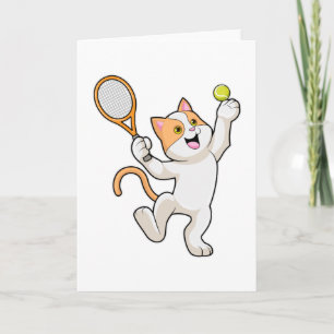 Carte Chat au tennis avec raquette de tennis