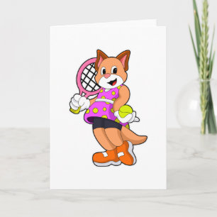Carte Chat au tennis avec raquette de tennis