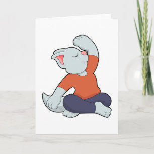 Carte Chat au Yoga en tailleur