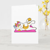 Carte Chat au yoga étirement (Fleur jaune)