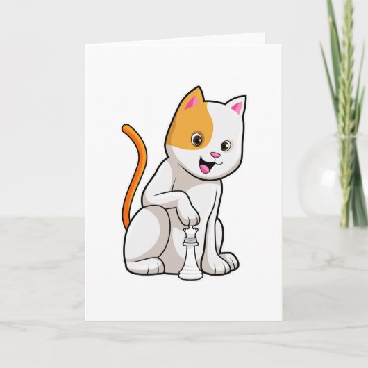 Carte Chat aux échecs avec pièce d'échecs Pawn (Devant)