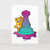 Carte Chat aux échecs avec pièce d'échecs Tour (Dos)