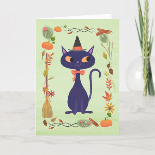 Carte Chat aux Sorcières d'Halloween
