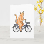 Carte Chat avec bicyclette (Fleur jaune)