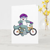 Carte Chat avec bicyclette (Fleur jaune)