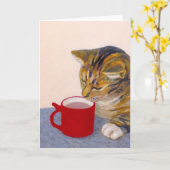 Carte Chat avec cacao (Fleur jaune)