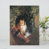 Carte Chat avec chatons (Art animal) (Debout devant)