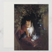 Carte Chat avec chatons Henriette Knip 1844 (Devant / Derrière)