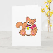 Carte Chat avec Clochette (Fleur jaune)