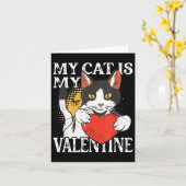 Carte Chat Avec Coeur Mon Chat Est Mon Valentin (Fleur jaune)