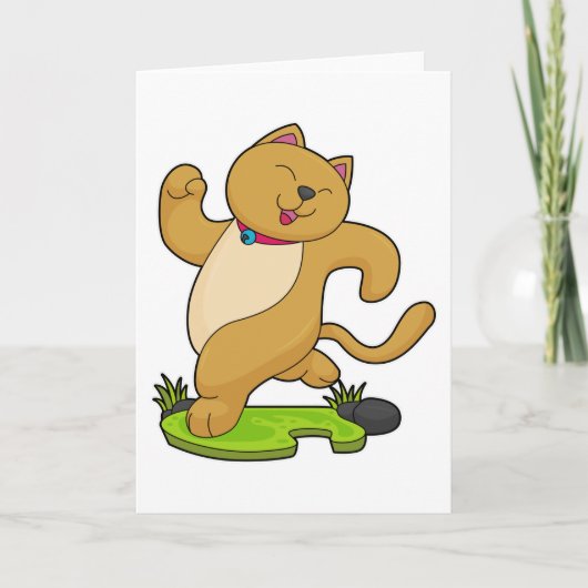 Carte Chat avec collier à la course (Devant)