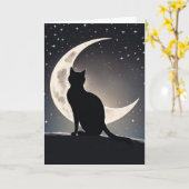 Carte Chat Avec Crescent Moon Penser De Vous (Fleur jaune)