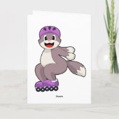 Carte Chat avec des patins à roulettes (Dos)