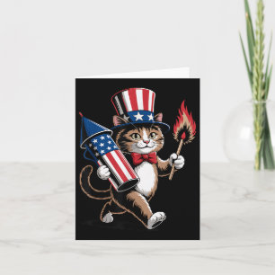 Carte Chat Avec Feu D'Oeuvre 4 juillet Enfants Enfants E