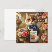 Carte Chat avec fleur avec Get well Bion Card (Devant / Derrière)