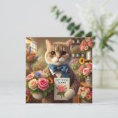 Carte Chat avec fleur avec Get well Bion Card (Debout devant)