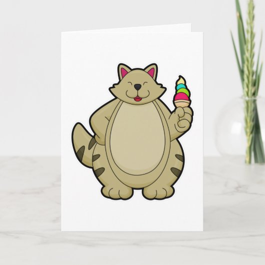 Carte Chat avec glace au gaufre (Devant)
