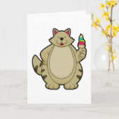 Carte Chat avec glace au gaufre (Fleur jaune)