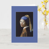 Carte Chat avec la boucle d'oreille de perle (Fleur jaune)