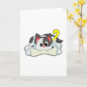 Carte Chat avec os (Fleur jaune)