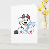 Carte Chat avec poisson (Fleur jaune)