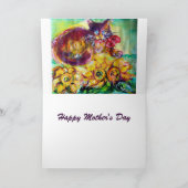 Carte CHAT AVEC RIBBON ROUGE ET SUNFLOWERS Fête des mère (Intérieur)