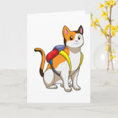 Carte Chat avec Sacoche (Fleur jaune)