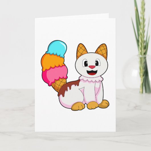 Carte Chat avec sucette glacée (Devant)