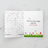 Carte Chat avec Tulipes Orange Anniversaire (Intérieur)