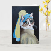 Carte Chat avec une perle d'oreille de bienvenue (Fleur jaune)