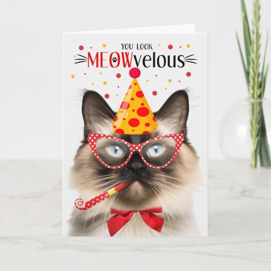 Carte Chat balinais MEOWvelous Anniversaire (Devant)