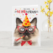 Carte Chat balinais MEOWvelous Anniversaire (Fleur jaune)