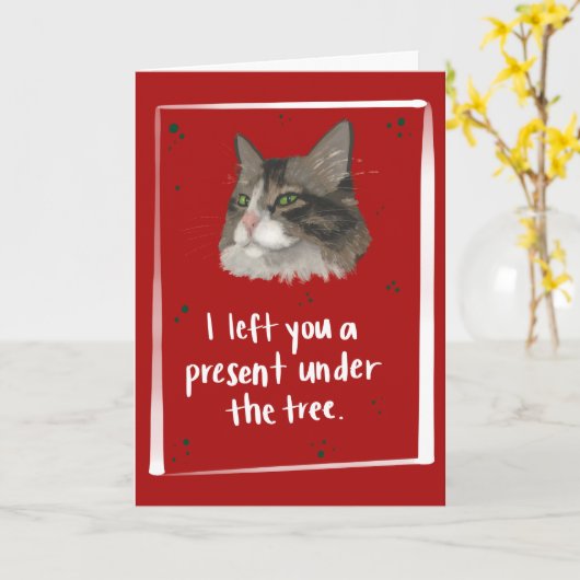 Carte Chat Barf Funny Noël (Fleur jaune)