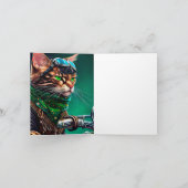 Carte Chat Bengal conduisant un vélo la Saint-Patrick (Intérieur)