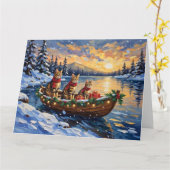 Carte Chat Bengal Noël Bateau Fêtes (Fleur jaune)