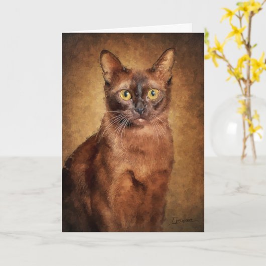 Carte Chat birman Brown (Fleur jaune)