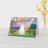 Carte Chat Blanc - Ange des Nuages (Fleur jaune)
