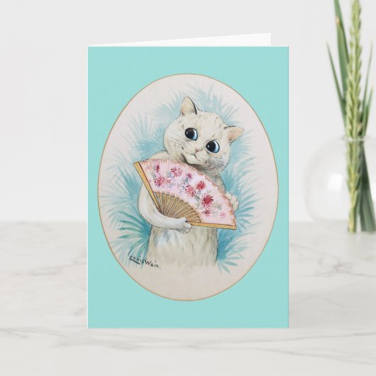 Carte Chat blanc avec ventilateur, Louis Wain (Devant)