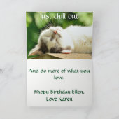 Carte Chat blanc couché Anniversaire (Intérieur)