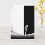 Carte Chat blanc dans des ombres noires (Fleur jaune)