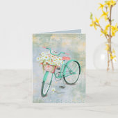 Carte chat blanc dans le panier de marguerite pensant à  (Fleur jaune)