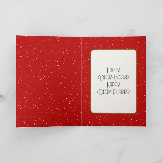 Carte Chat blanc de Noël avec Écharpe rouge (Intérieur)
