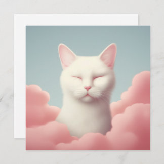 Carte Chat Blanc Dormant Dans Les Nuages