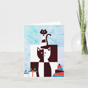 Carte Chat blanc Joyeux anniversaire