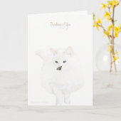 Carte Chat blanc mignon—Pensez à vous : (Fleur jaune)