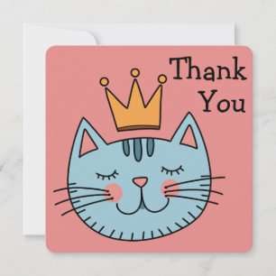 Carte Chat bleu fantaisiste avec une couronne jaune Merc