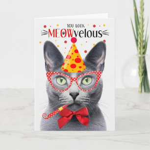 Carte Chat bleu russe MEOWvelous Anniversaire