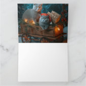 Carte Chat Bleu Russe Sleigh Neigeux Décor Noël (Intérieur)