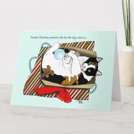 Carte Chat boîte à jouets de Noël (Devant)